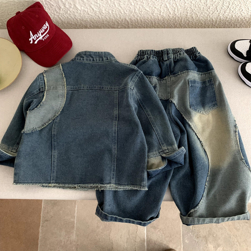 Children's clothing boys' denim suit spring and autumn