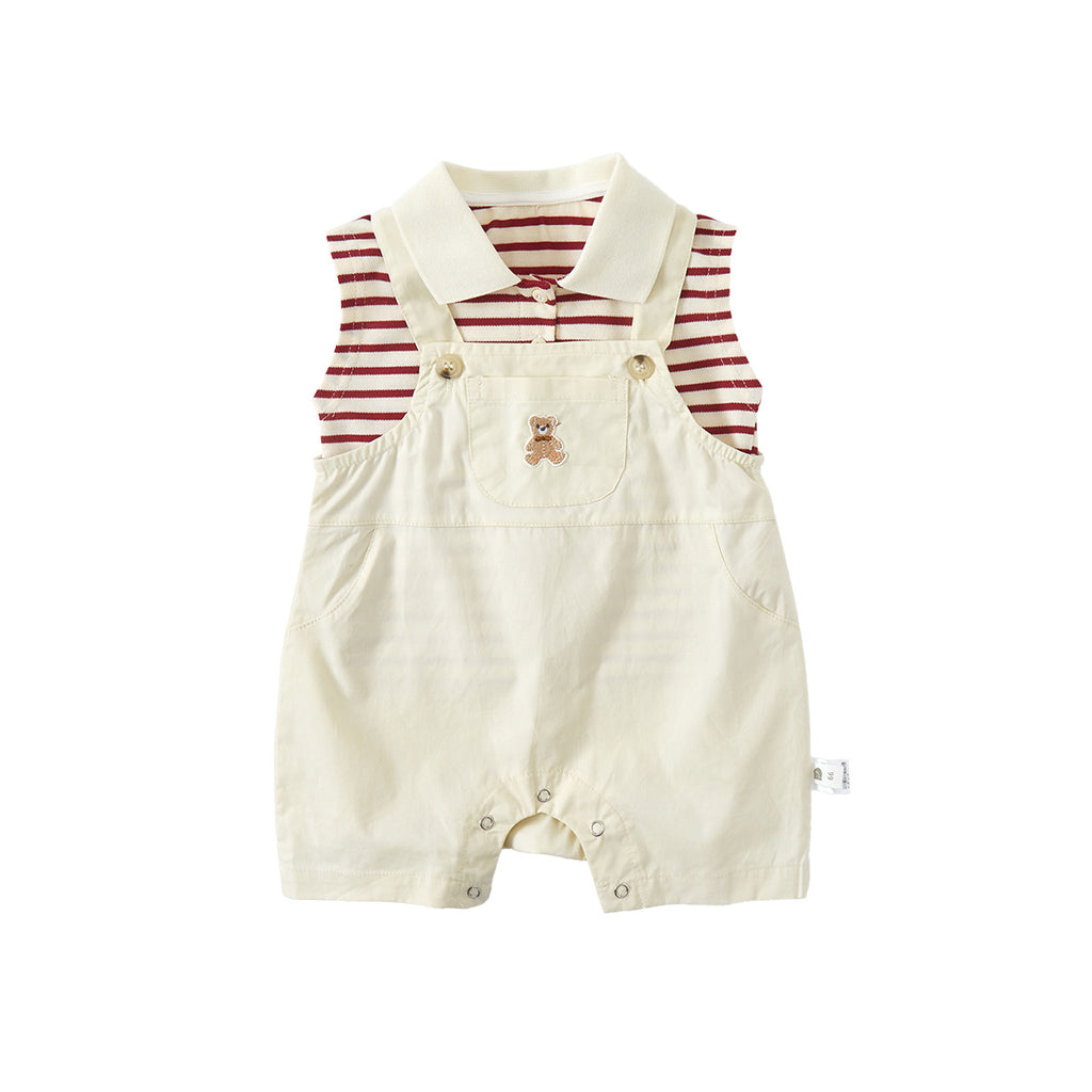 Polo Shirt Bodysuit Set Summer Newborn Top Overalls Two-Piece Set