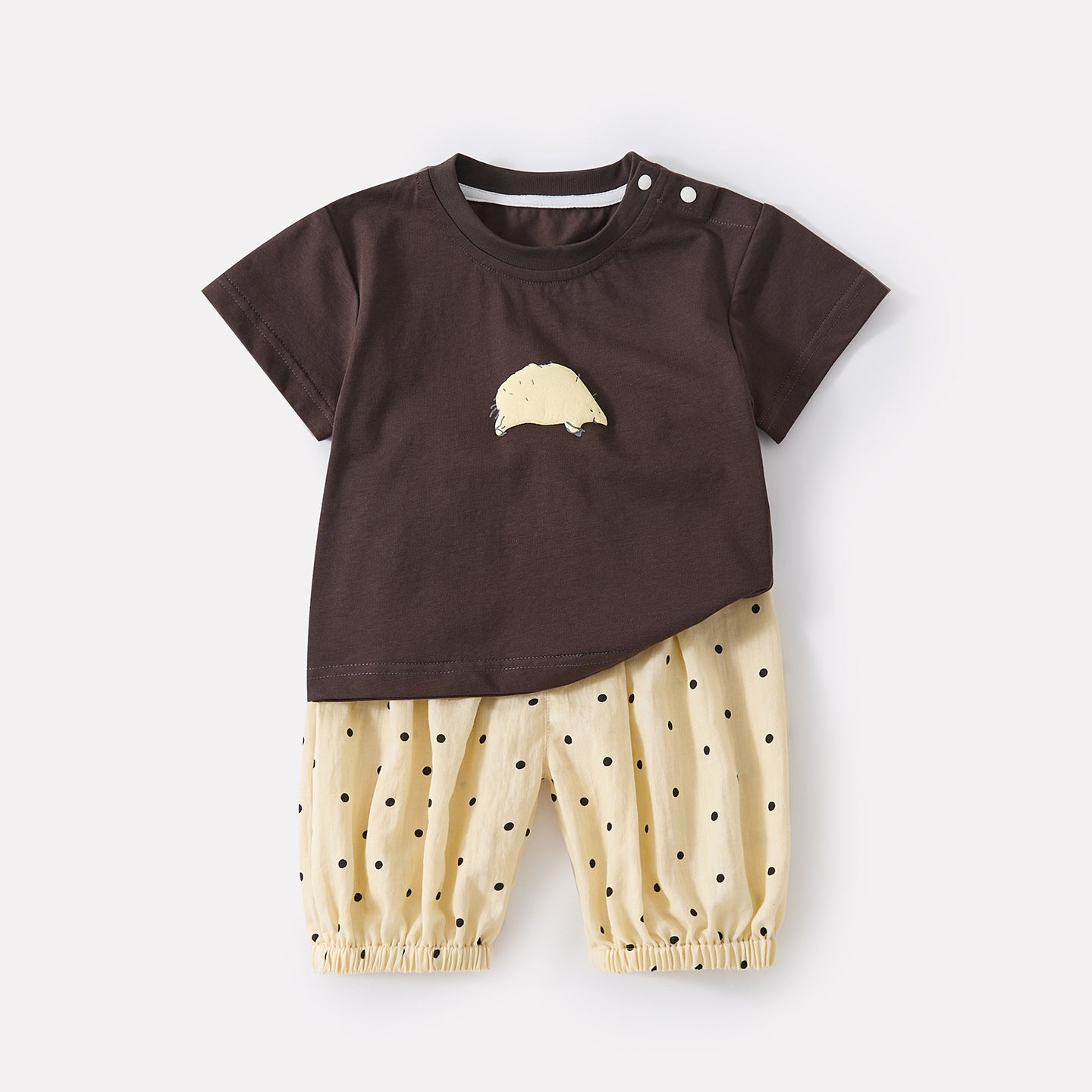 Short Sleeve Baby Boy Lightweight Casual Stylish Polka Dot Mosquito-Proof Pants Two-Piece Set