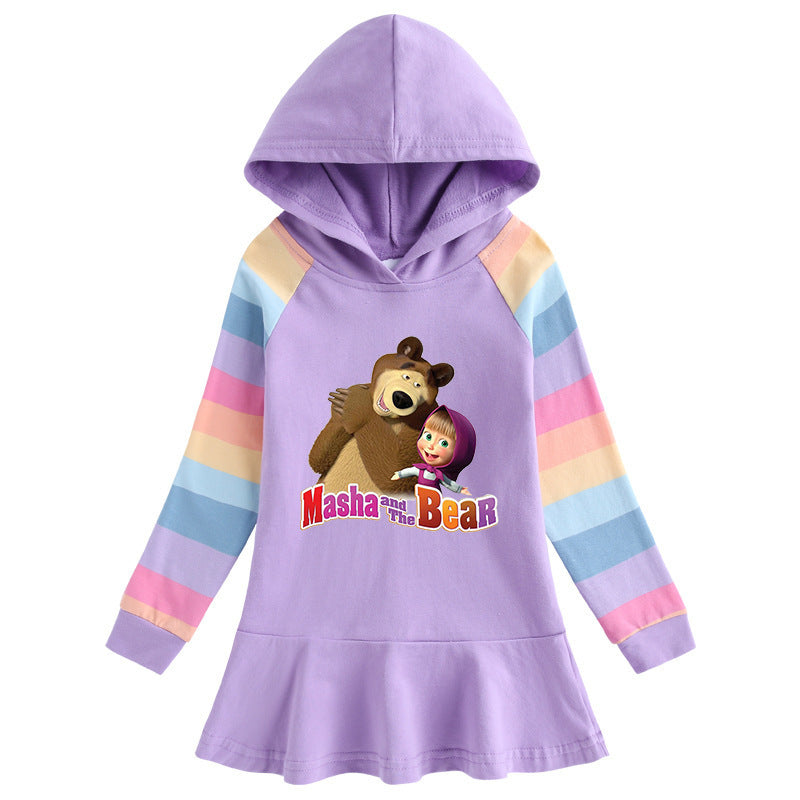 Cotton Cartoon Rainbow Girls' Dress