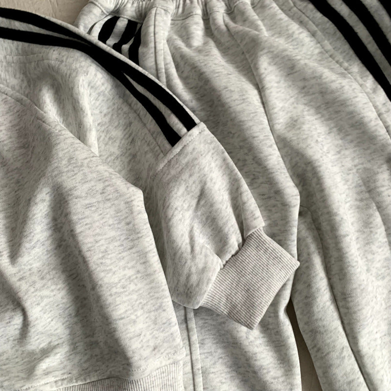 Boy's letter fake two-piece hoodie two-piece set