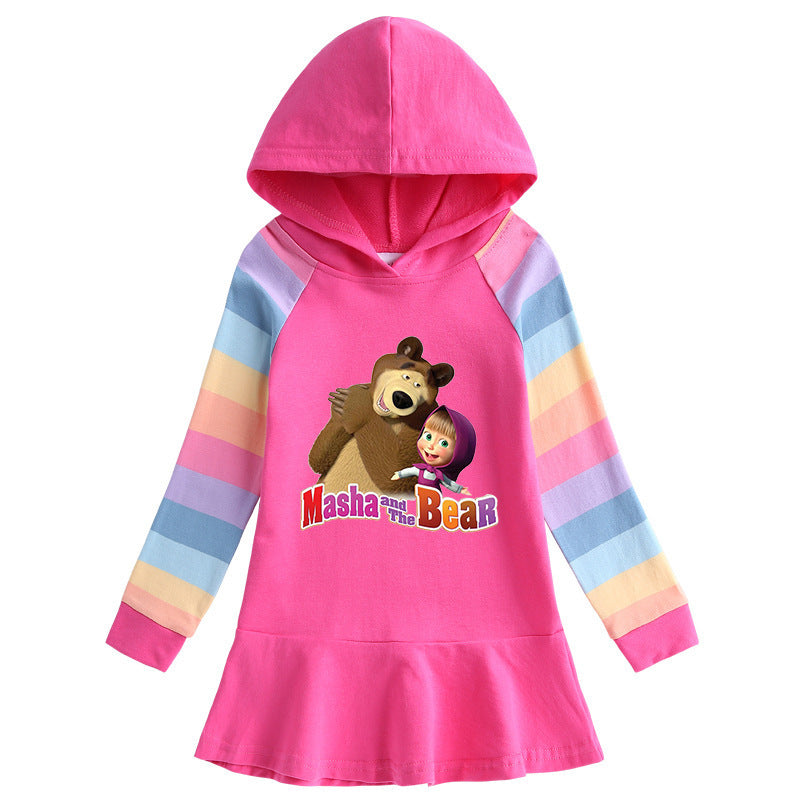 Cotton Cartoon Rainbow Girls' Dress