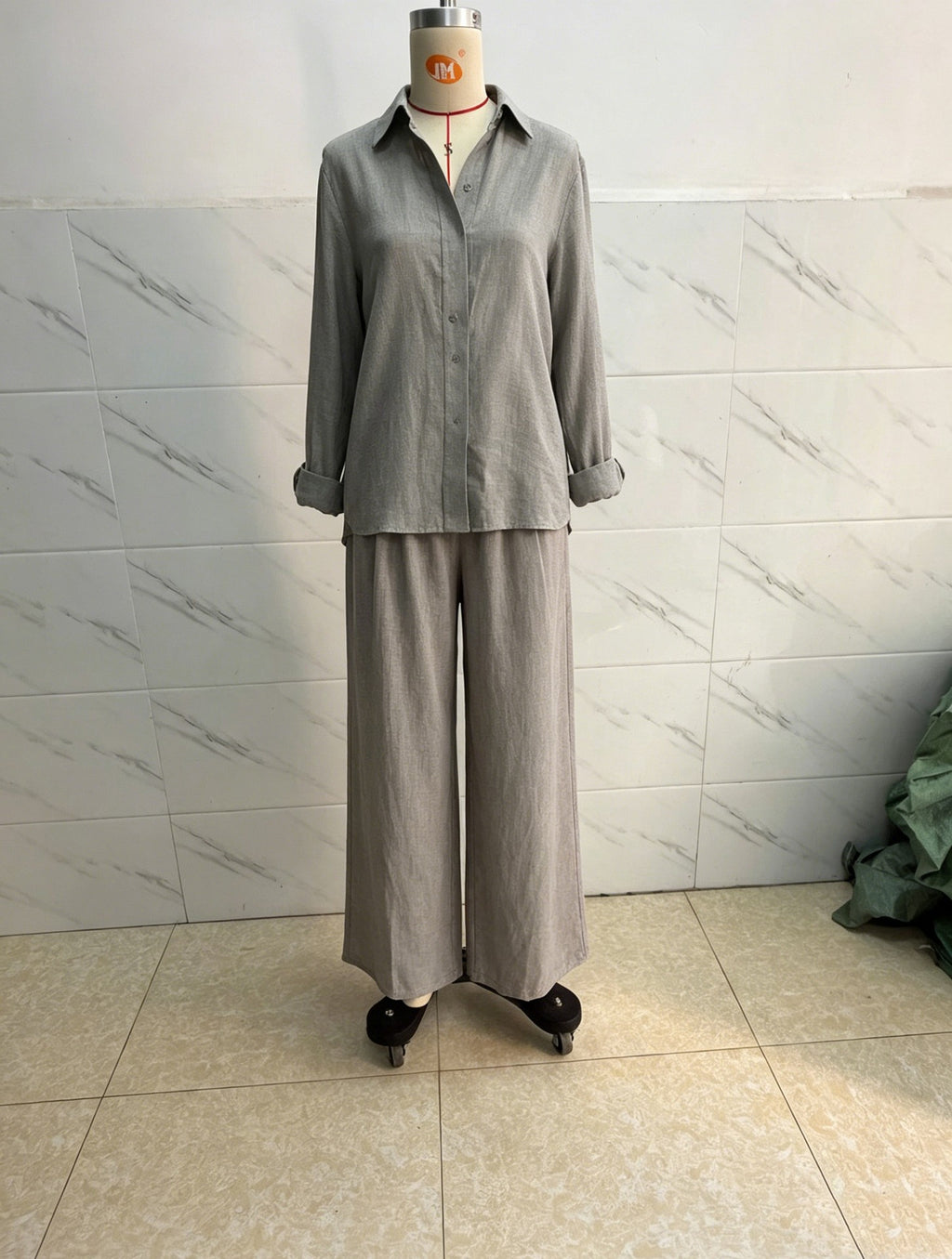 Summer High-End Shirt Collar Outfit Loose Cotton Linen Women's Set