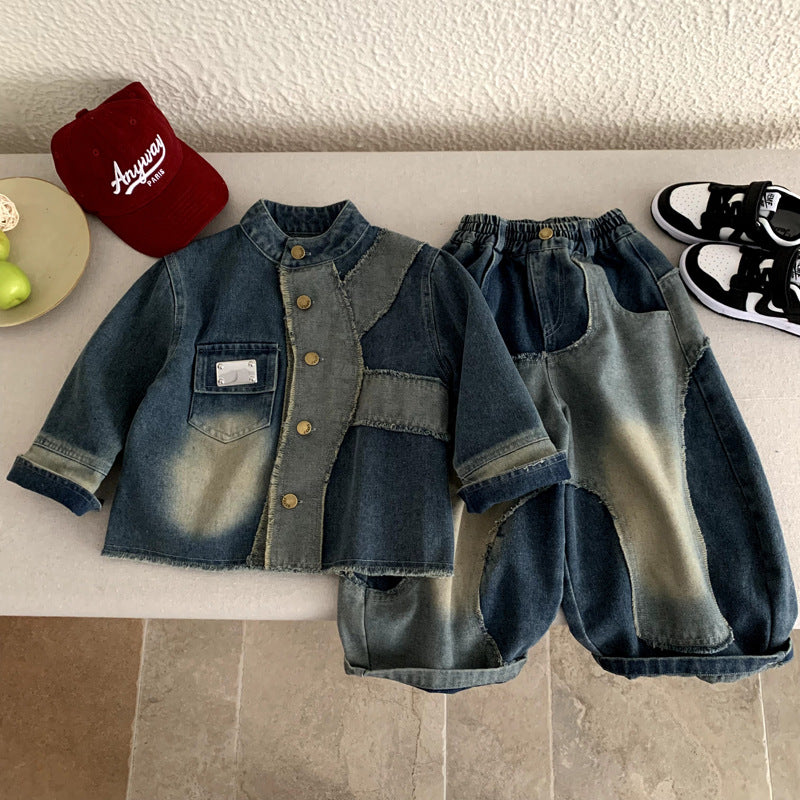 Children's clothing boys' denim suit spring and autumn
