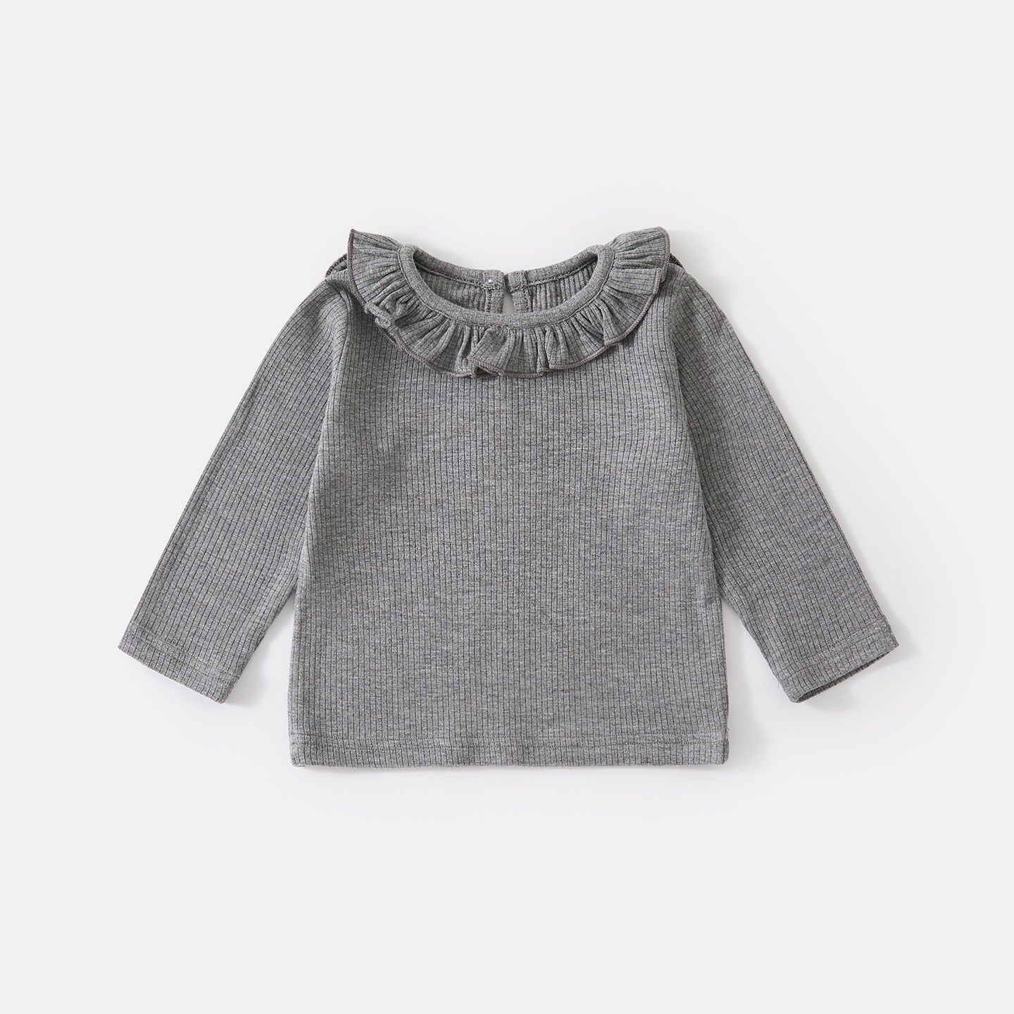 Simple Leaf Collar Knit Bodysuit for Baby Girls Plaid Overalls Two-Piece Set