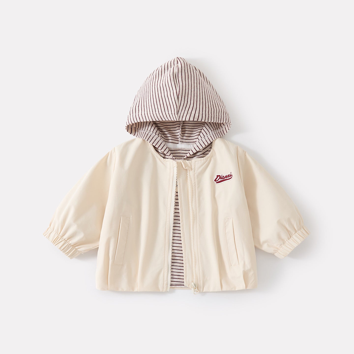 Boys' Autumn Striped Hooded Top, Embroidered Cuff Jeans Three-Piece Set