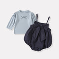 letter bodysuit for baby girls bow halter romper two-piece set