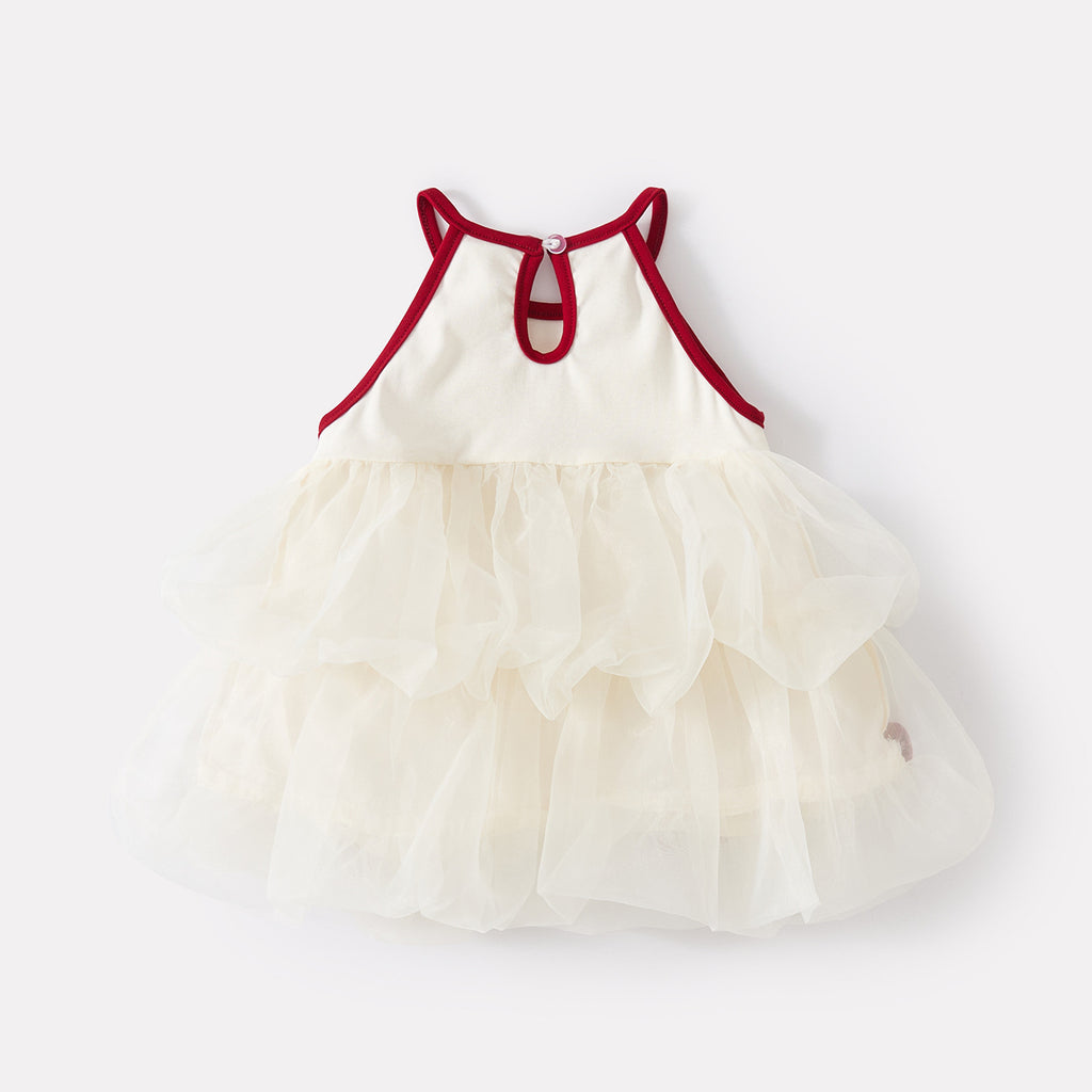 Cute Candy Strap Dress for Baby Girls, Breathable Mesh Tutu Dress