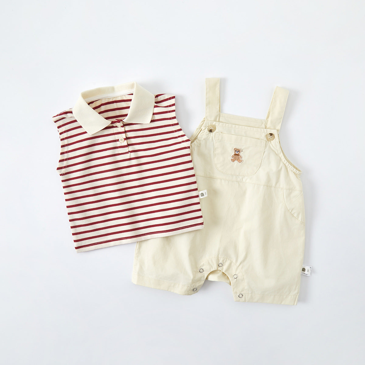 Polo Shirt Bodysuit Set Summer Newborn Top Overalls Two-Piece Set