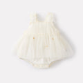 Cute Bowknot Strap Romper for Baby Girls, Lightweight Casual All-Match Heart-shaped Vest Dress