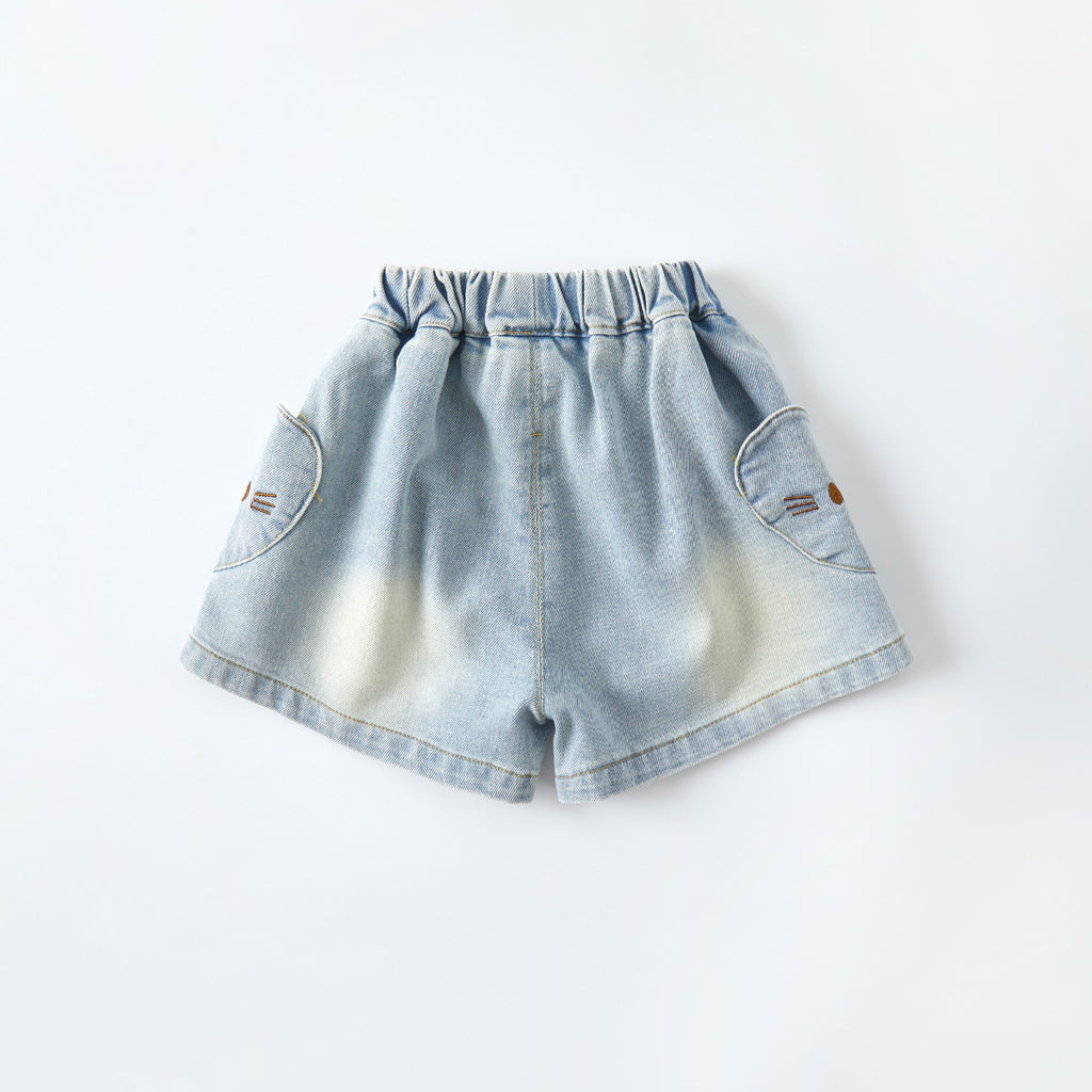Toddler Heart Pocket Denim Shorts Summer New Style Lightweight Baby Pants