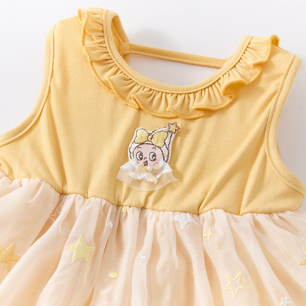 Sweet Cute Cartoon Sleeveless Dress Knitted One-Piece Dress for Toddlers
