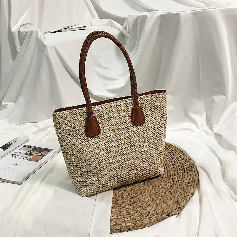 Fashion European and American Style Straw Woven Bag Shoulder Bag Simple Fashion Travel Beach Basket Crossbody Bag