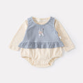 Cute Cartoon Strap Baby Girl  Long Sleeve Snap Diaper Set with Heart Print Two-Piece Outfit