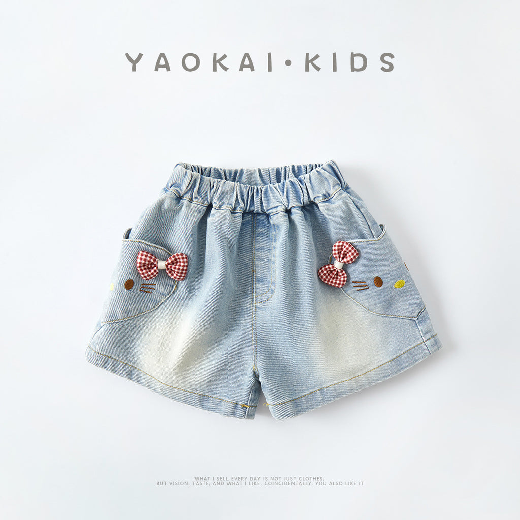 Toddler Heart Pocket Denim Shorts Summer New Style Lightweight Baby Pants