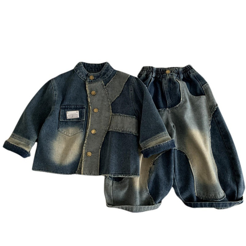 Children's clothing boys' denim suit spring and autumn