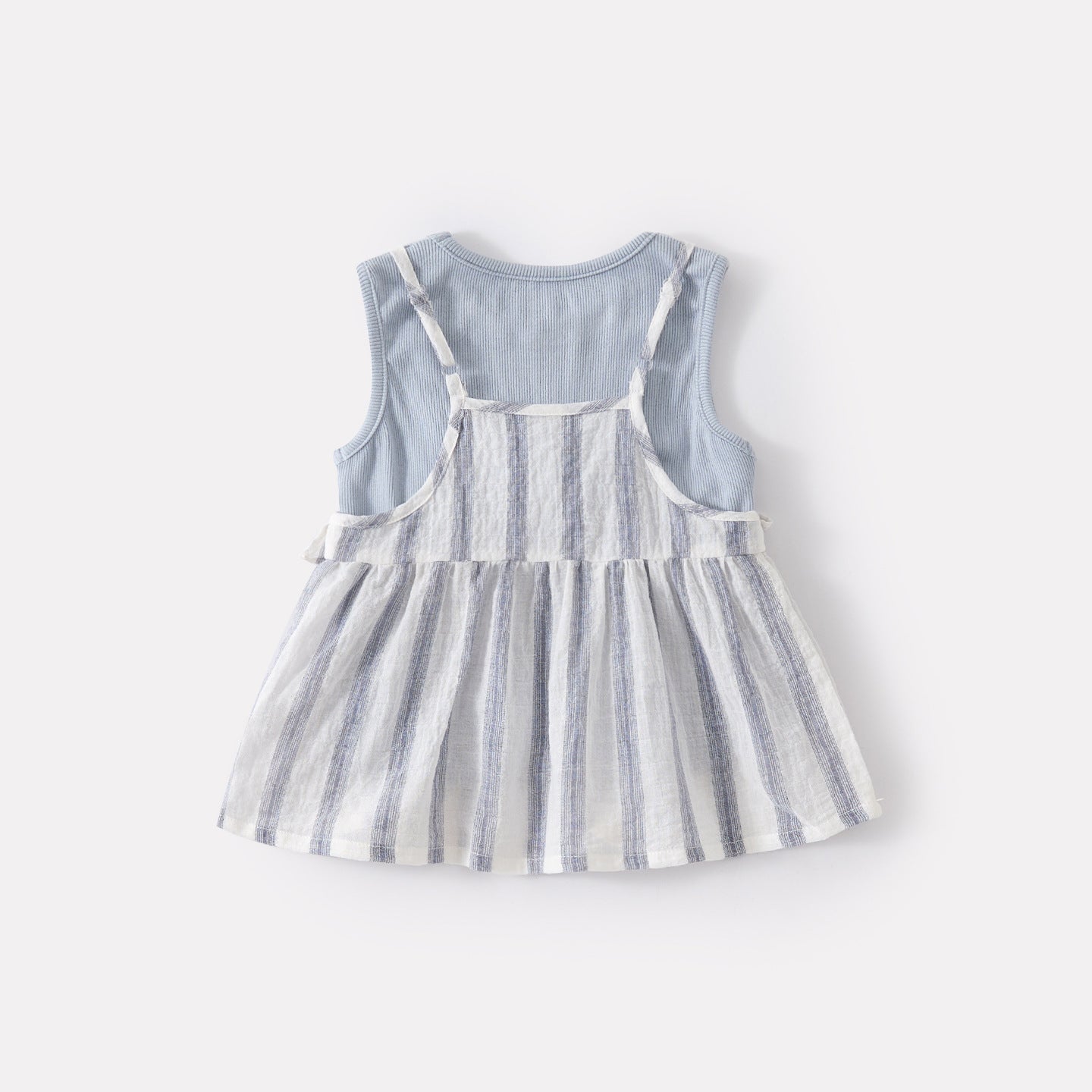 Striped Sleeveless Top Simple Tank Top Set with Rolled Hem Denim Pants for Toddler Girls Summer Lightweight Outfit