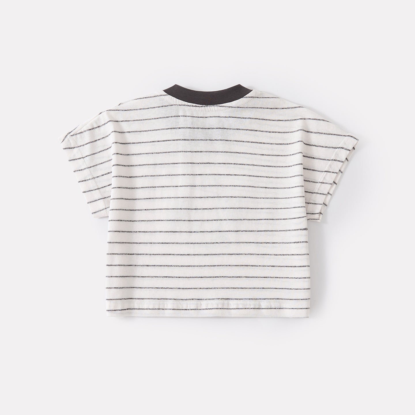 Cartoon Embroidered Stripe Short Sleeve Outfit with Breathable Mosquito-Resistant Pants, Stylish Two-Piece Set
