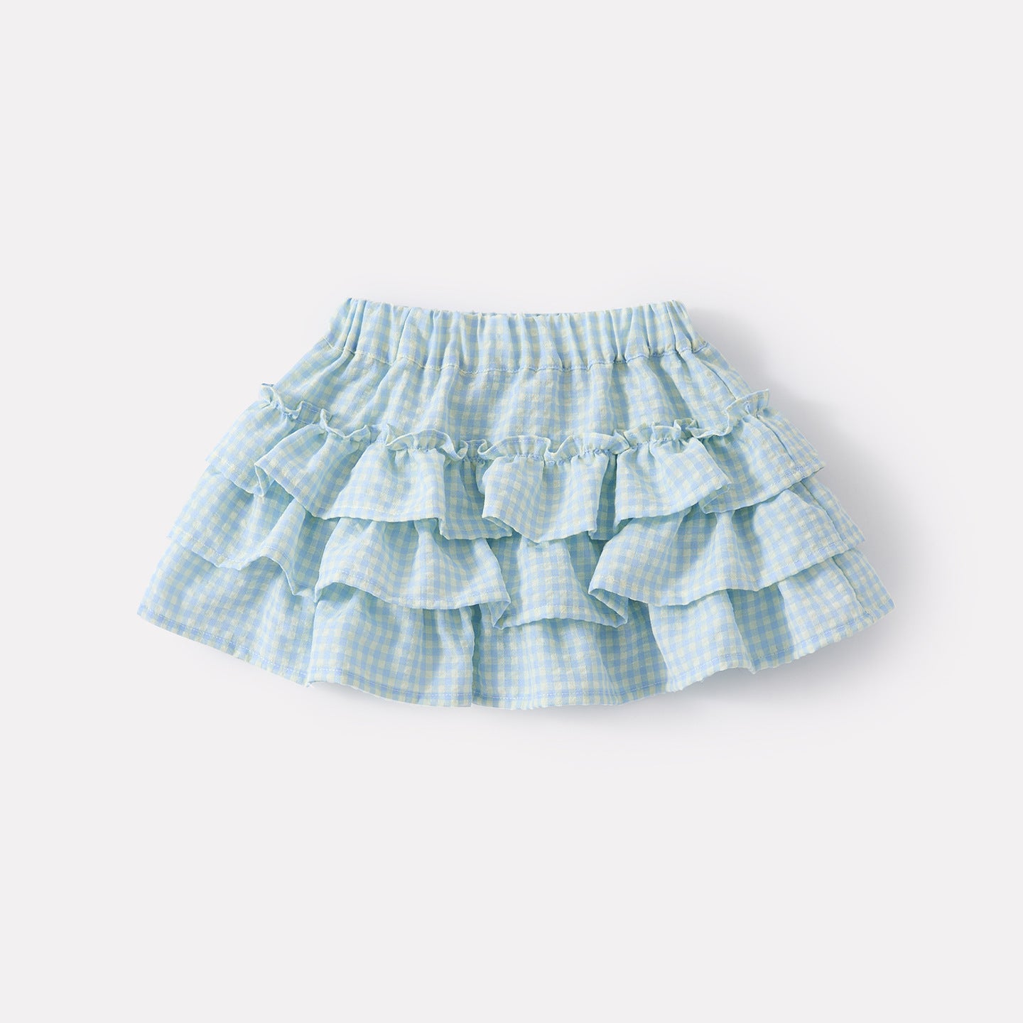Infant Butterfly Bow Peter Pan Collar Cartoon Shirt and Checkered Cake Skirt Two-Piece Set