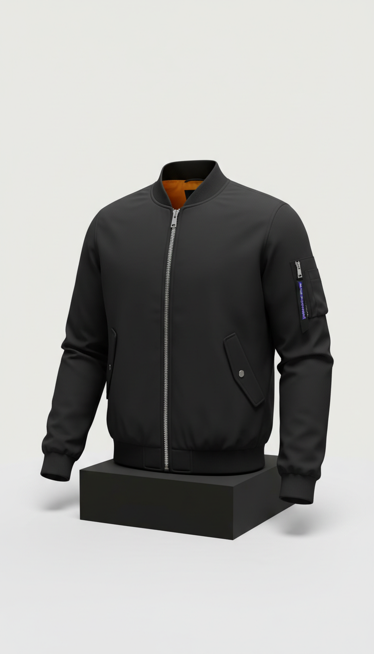 Jet Black unisex bomber jacket