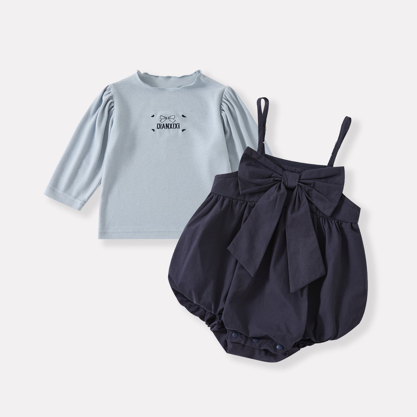 letter bodysuit for baby girls bow halter romper two-piece set