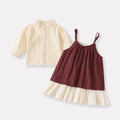 Cute Simple Puff Sleeve Blouse for Girls Striped Romper Set Two-Piece Outfit