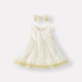 Bow Backless Dress for Toddlers, Casual Lightweight Lace-Trimmed Dress for Baby Girls
