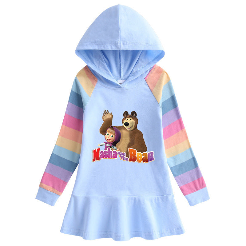 Cotton Cartoon Rainbow Girls' Dress
