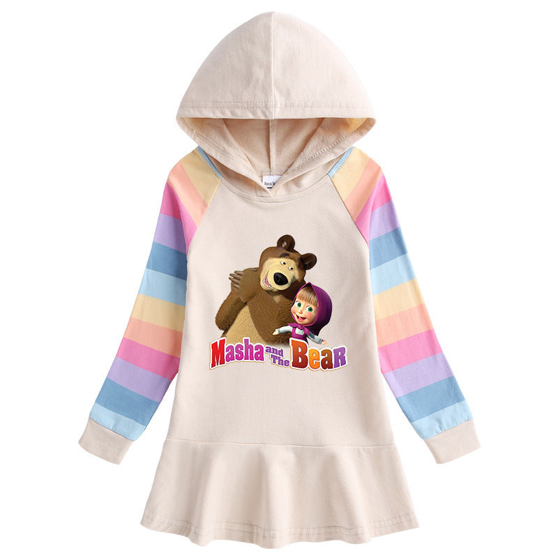 Cotton Cartoon Rainbow Girls' Dress
