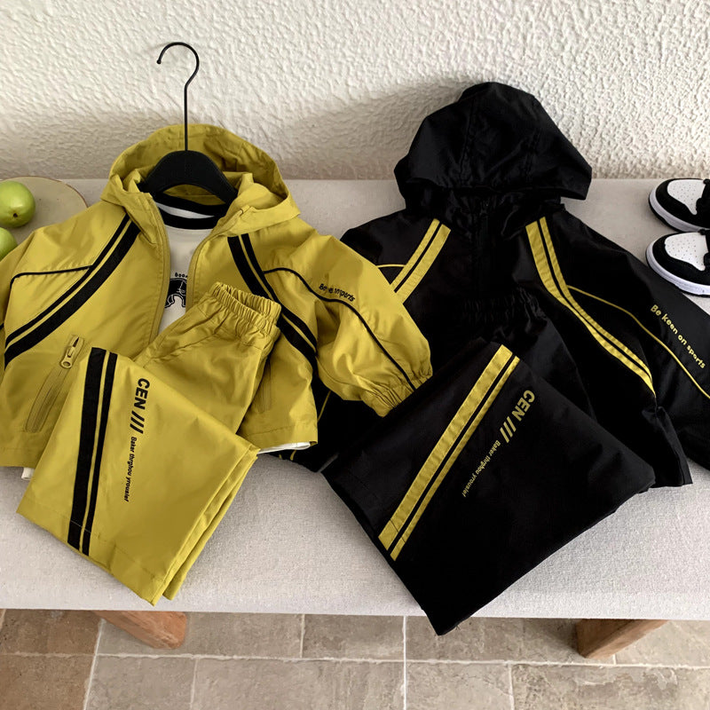 Boys' long sleeved jacket girls' two-piece sports set