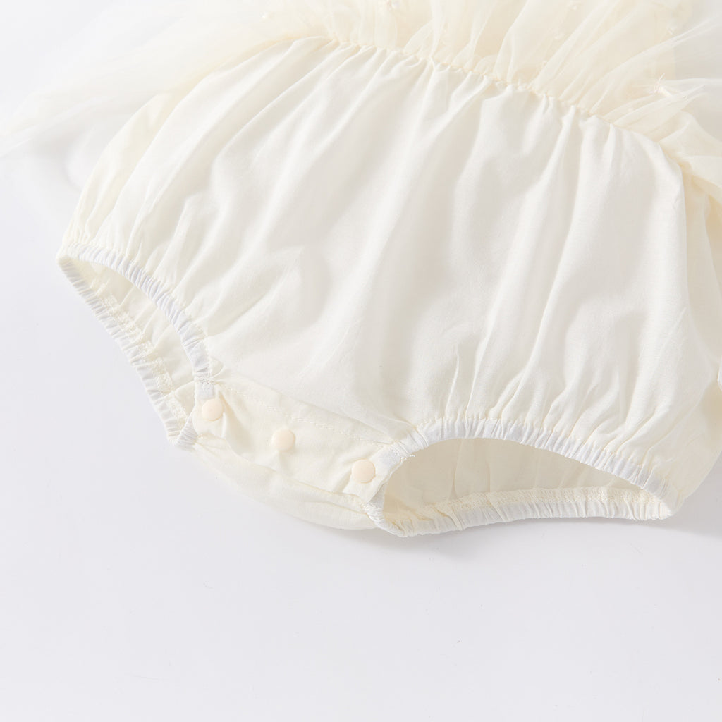 Cute Bowknot Strap Romper for Baby Girls, Lightweight Casual All-Match Heart-shaped Vest Dress