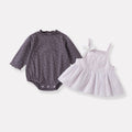 Cute Heart Knit Romper Sweet Lace Bow Sleeveless Dress Two-Piece Set