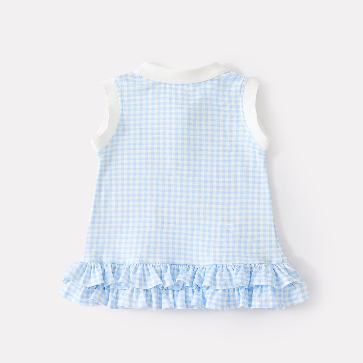 Color-Blocked Polo Neck Plaid Sleeveless Dress, Baby Sweet and Cool Knit Dress