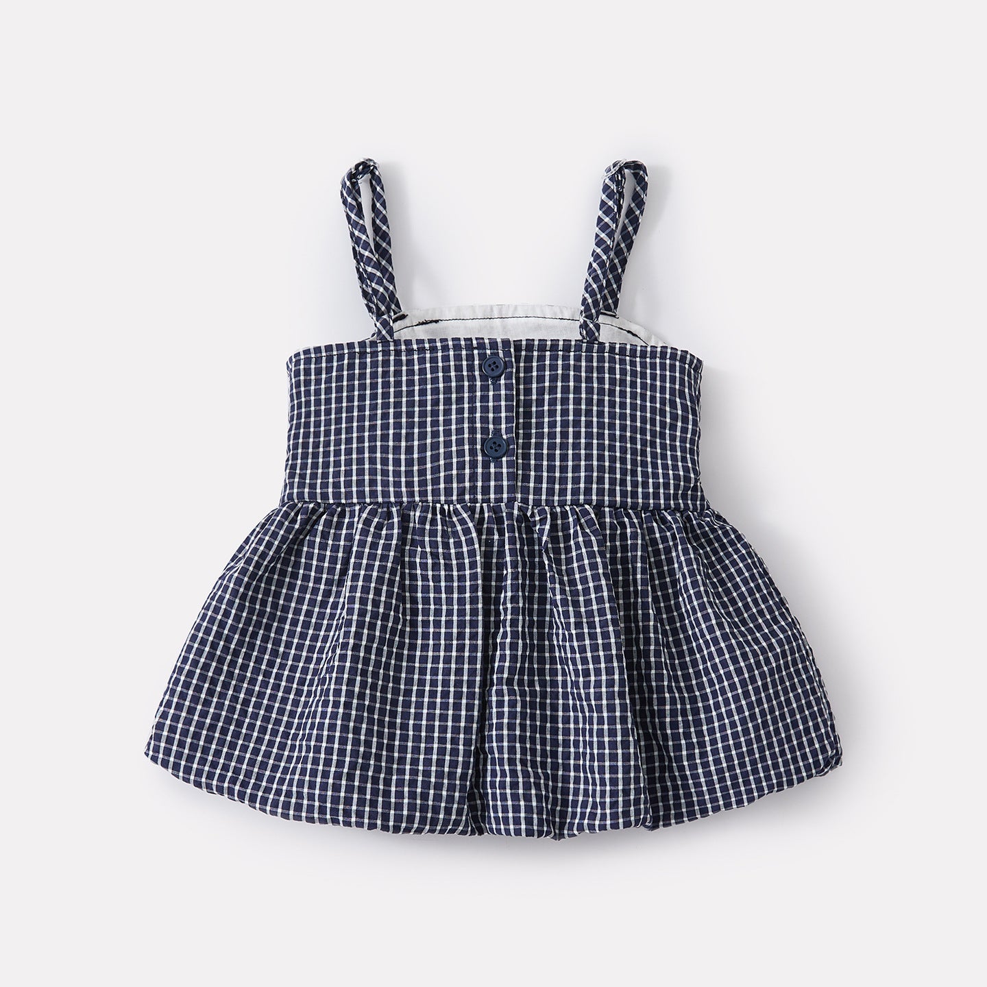 Sweet Checkered Strap Top and Casual Simple Shorts Two-Piece Set for Baby Girls