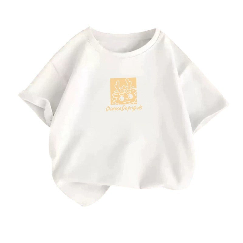 Children's T-Shirt  Girls White Short Sleeve Basic Tee for Medium to Large Kids Apparel