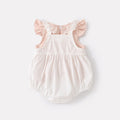 Simple Flutter Sleeve Tank Cute Cartoon Embroidery Overalls Romper Two-Piece Set