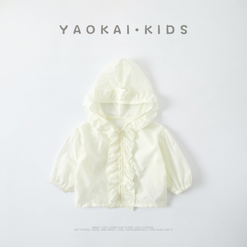 Lace Trim Sun Protection Coat Lightweight Cardigan for Toddlers and Infants Casual Outerwear