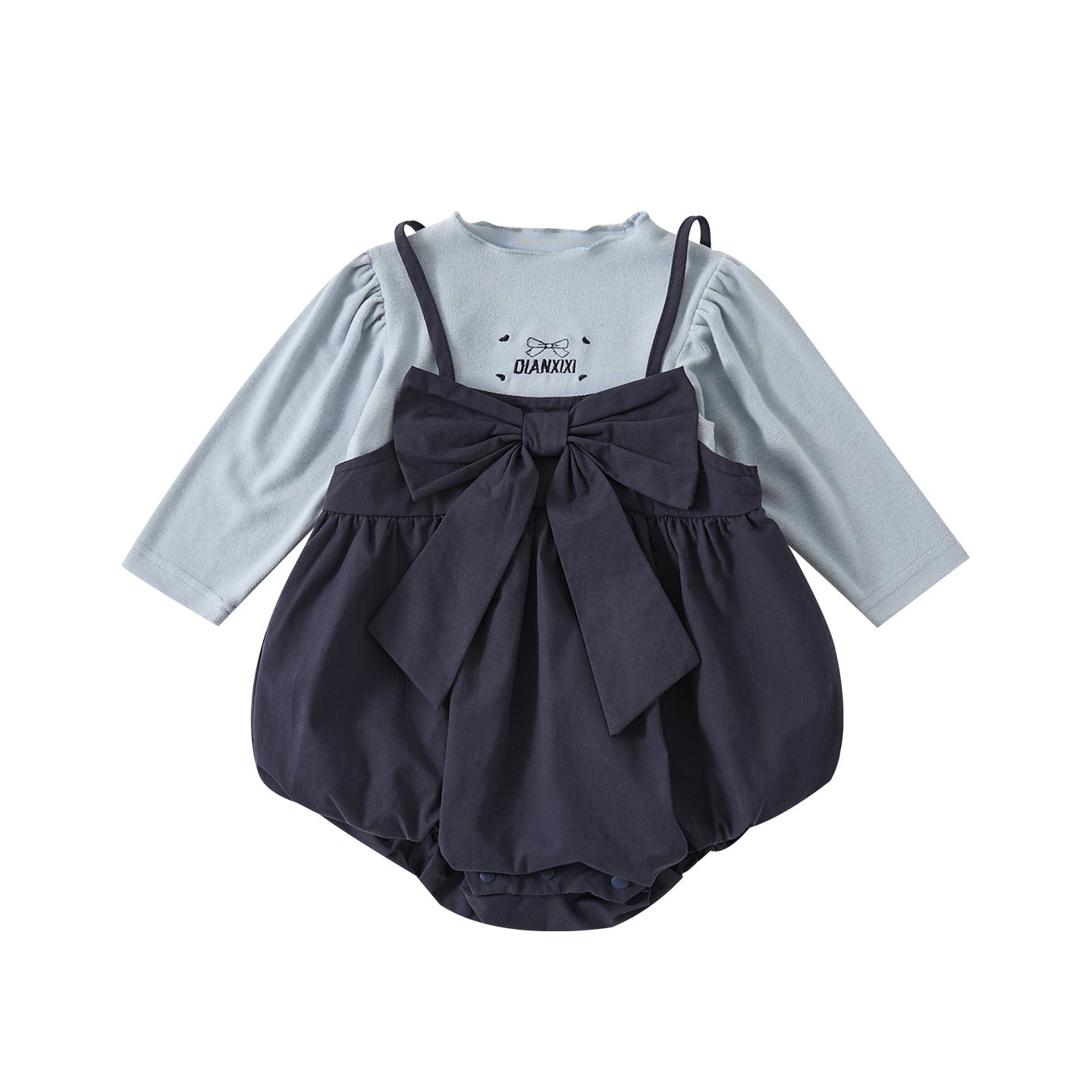 letter bodysuit for baby girls bow halter romper two-piece set