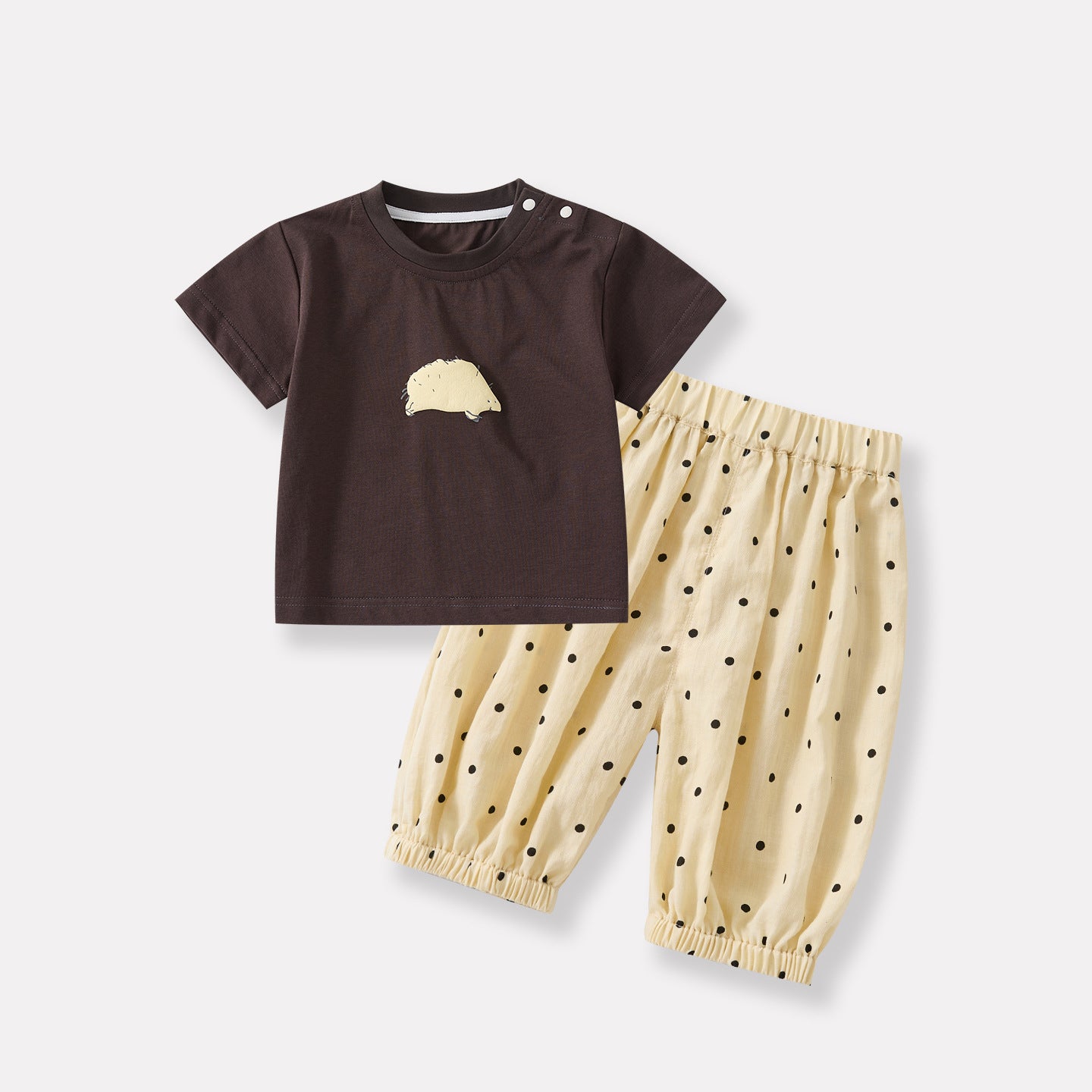 Short Sleeve Baby Boy Lightweight Casual Stylish Polka Dot Mosquito-Proof Pants Two-Piece Set
