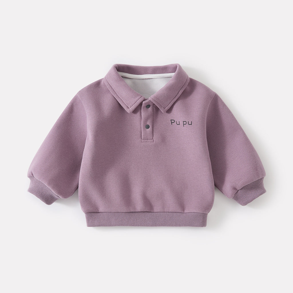 Turn-Down Collar Polo Knit Sweatshirt and Stylish Cargo Jeans Two-Piece Set for Boys