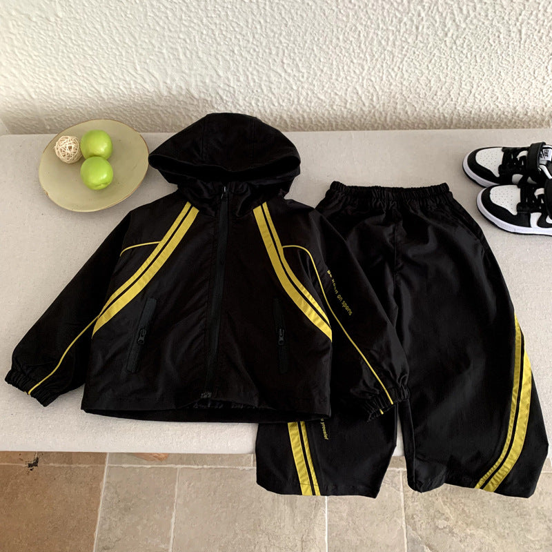 Boys' long sleeved jacket girls' two-piece sports set