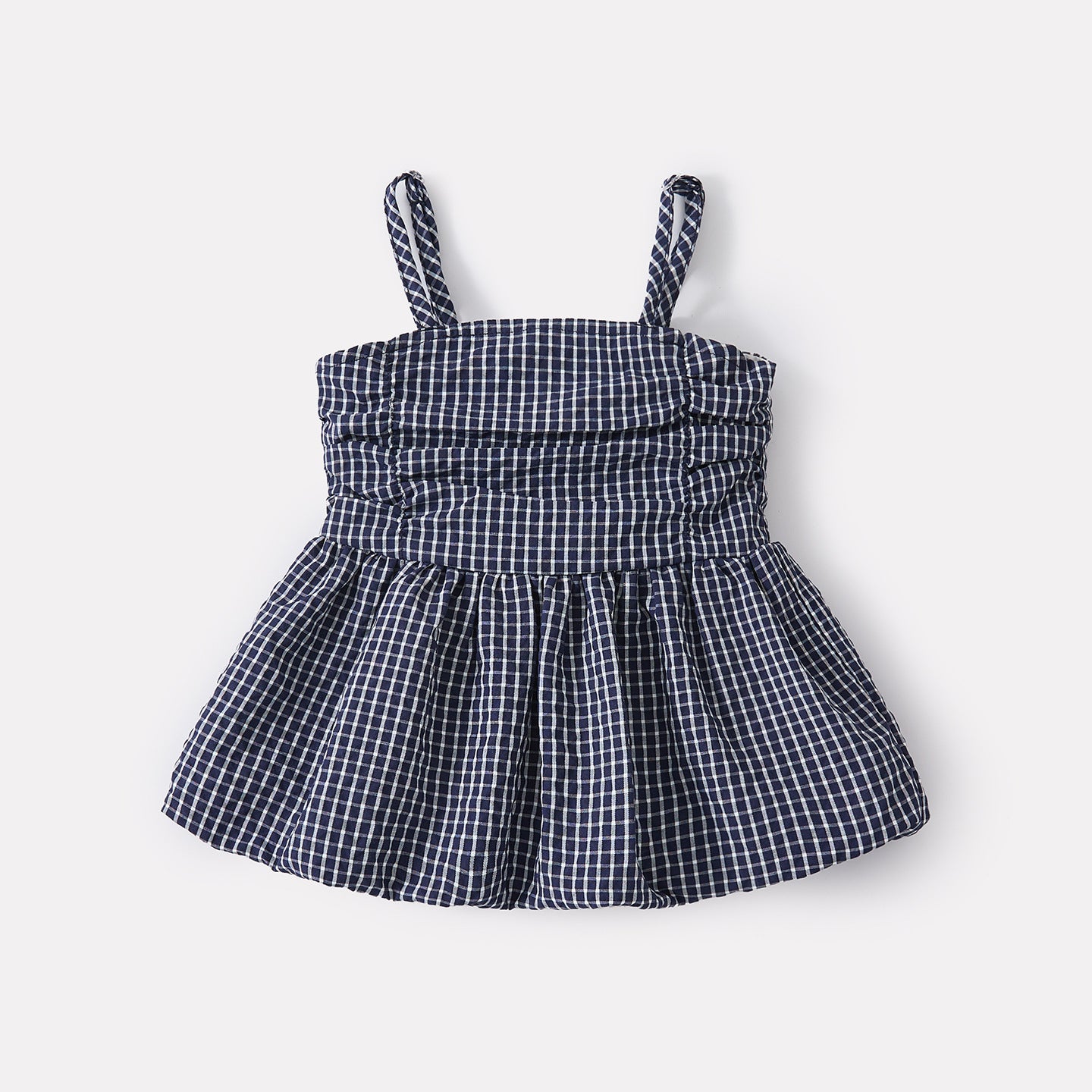 Sweet Checkered Strap Top and Casual Simple Shorts Two-Piece Set for Baby Girls