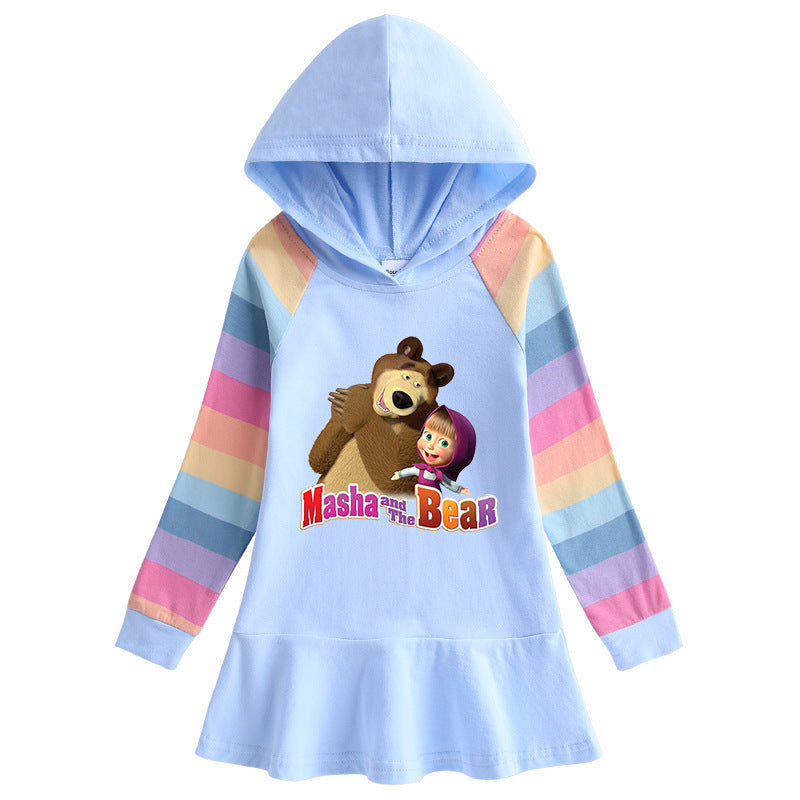Cotton Cartoon Rainbow Girls' Dress