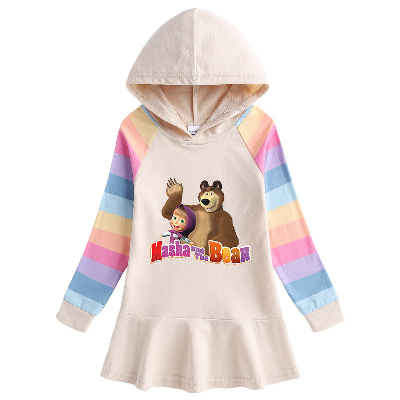 Cotton Cartoon Rainbow Girls' Dress