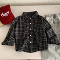 Children's casual checkered shirt spring top