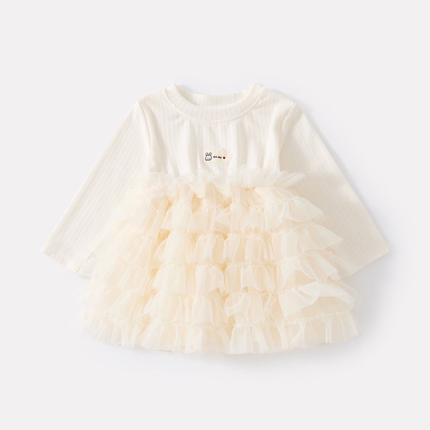 Tulle Long Sleeve Cake Dress for Baby Girls Knit Cardigan Two-Piece Set