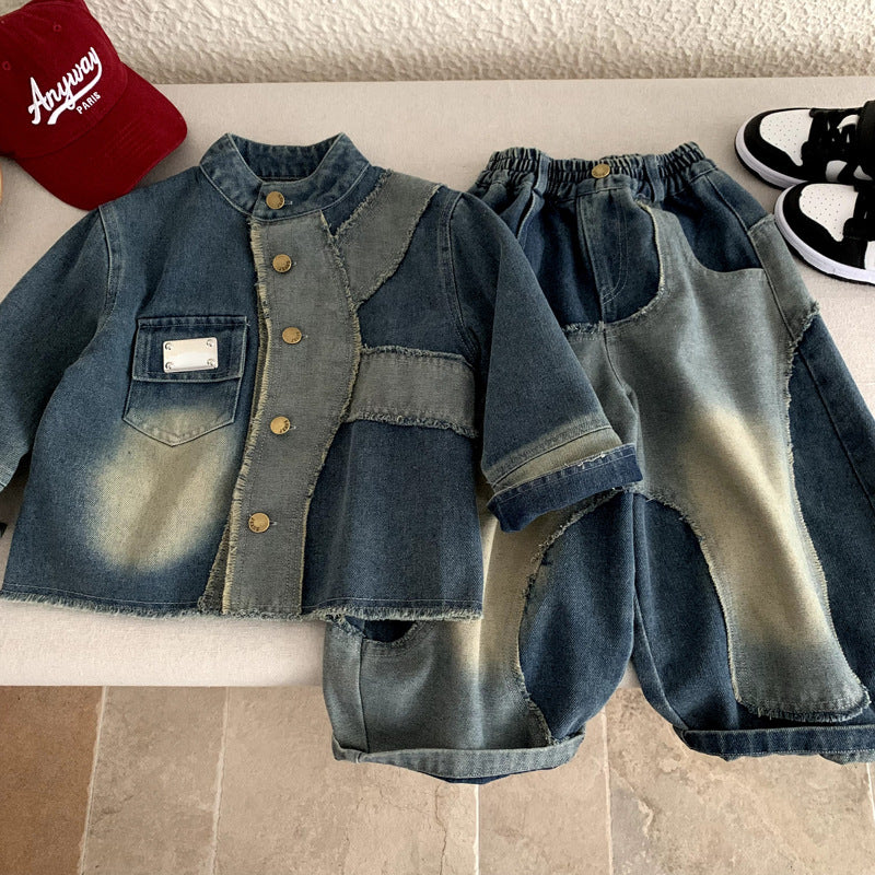 Children's clothing boys' denim suit spring and autumn