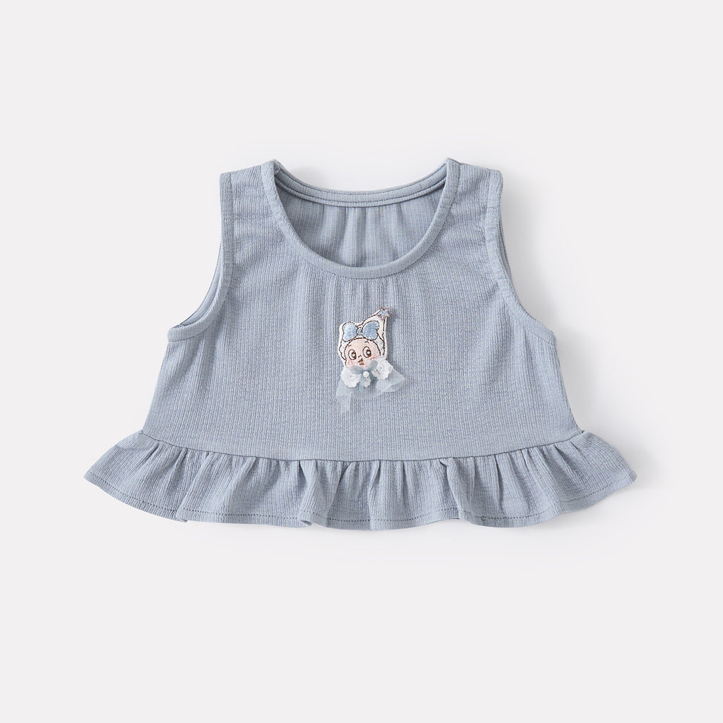 Cute Cartoon Strap Baby Girl  Long Sleeve Snap Diaper Set with Heart Print Two-Piece Outfit