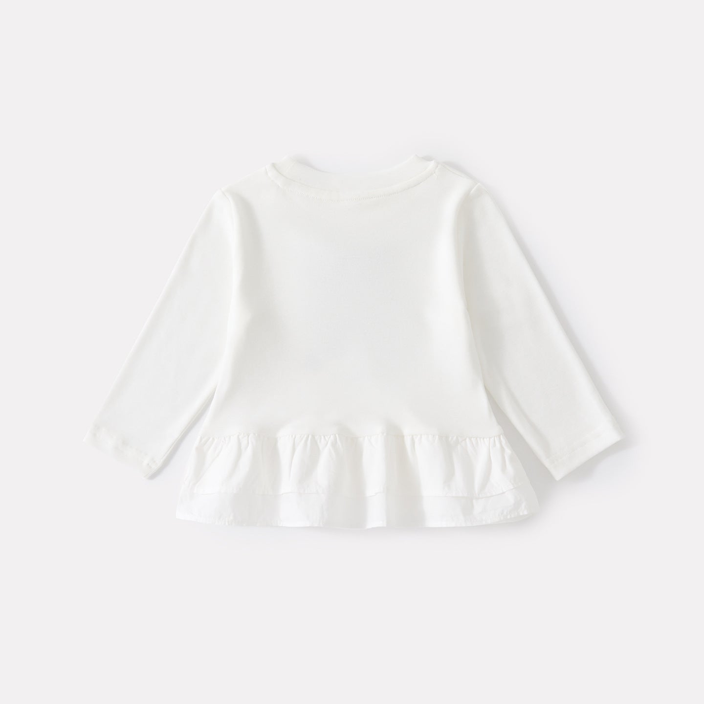 Cartoon Print Long Sleeve T-Shirt with Polka Dot Ruffled Straight Pants Two-Piece Set