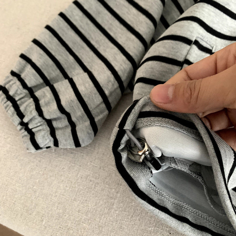 Striped sweatshirt and pants two-piece set for boys' sports suit